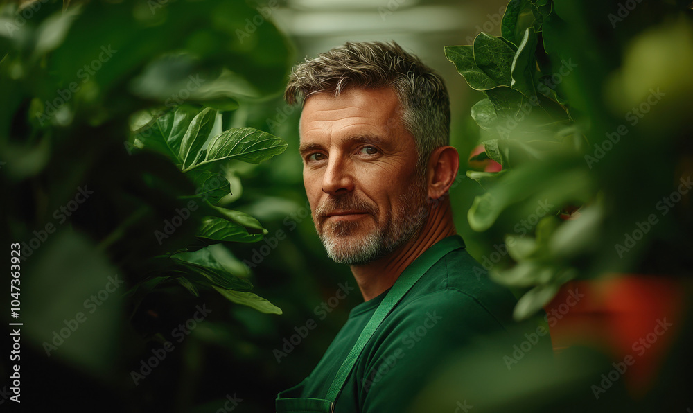 Portrait of a Gardener Embracing Sustainable Living Among Lush Greenery