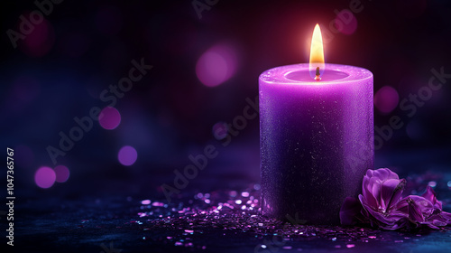 Elegant Purple Candle with Gentle Flame