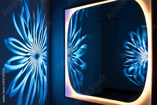 this mirror features a luminogram inspired background with light photo