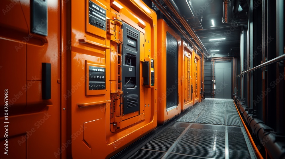 Orange industrial generator documentation with visible internal components and specifications Orange industrial generator documentation with visible internal components and specifications