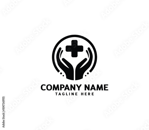 Vector family health care logo design. Hand care logo design template. Two hands palms up