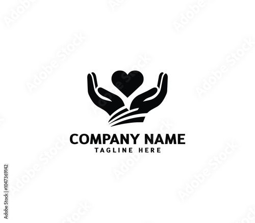 Vector family health care logo design. Hand care logo design template. Two hands palms up