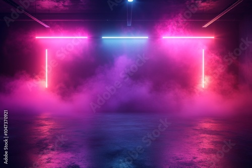 Wallpaper Mural Neon Lights and Smoke in a Grungy Warehouse Torontodigital.ca