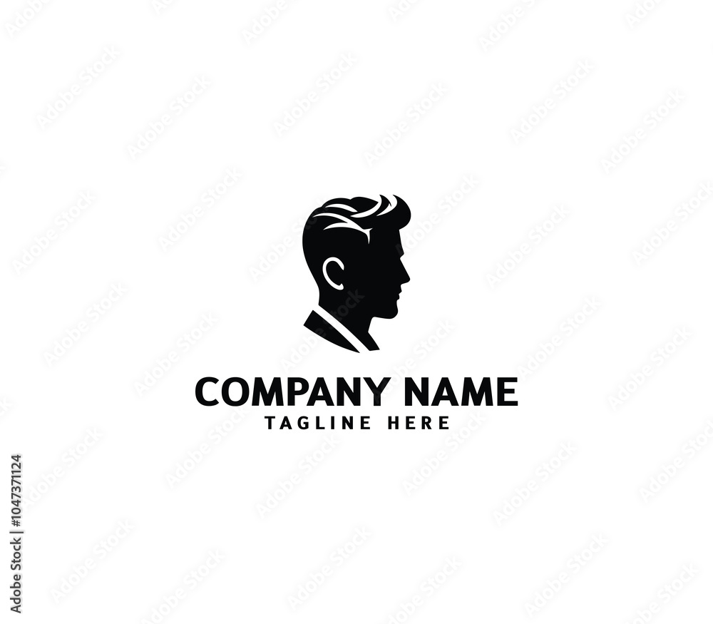 Vector silhouette man haircut logo. Barber shop logo. Man hairstyle logo template. Men fashion style Vector silhouette man haircut logo. Barber shop logo. Man hairstyle logo template. Men fashion style