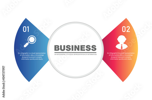Business Infographic Element Butterfly Style with 2 options can be used for workflow layout, diagram, annual report.