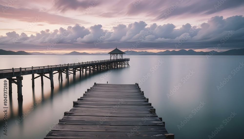 Storm beginning over the pier. AI generated Storm beginning over the pier. AI generated