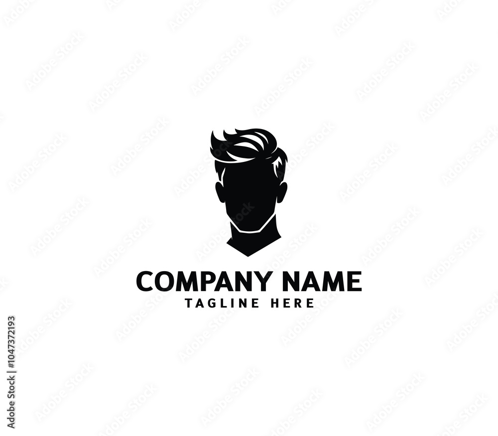 Obraz premium Vector silhouette man haircut logo. Barber shop logo. Man hairstyle logo template. Men fashion style