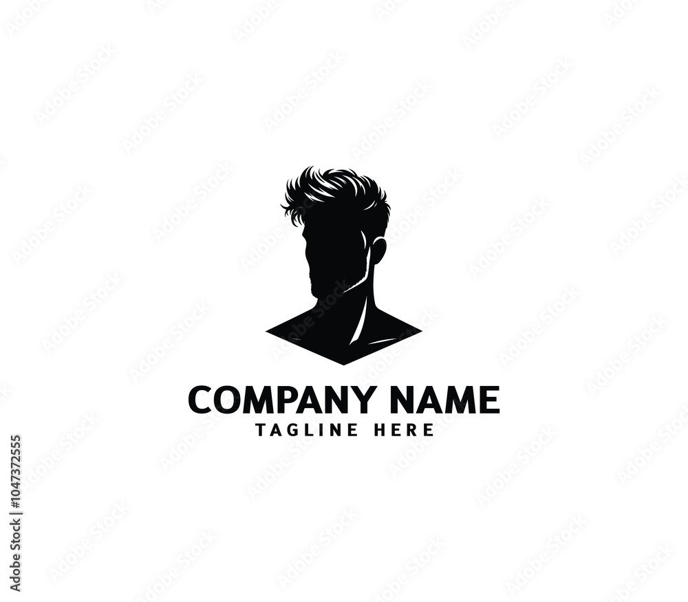 Vector silhouette man haircut logo. Barber shop logo. Man hairstyle logo template. Men fashion style Vector silhouette man haircut logo. Barber shop logo. Man hairstyle logo template. Men fashion style