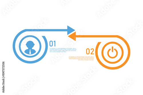 Infographic template in the form of an arrow pointing down. Business concept with 2 steps, options, parts. Can be used for diagram, chart, web design. Vector illustration