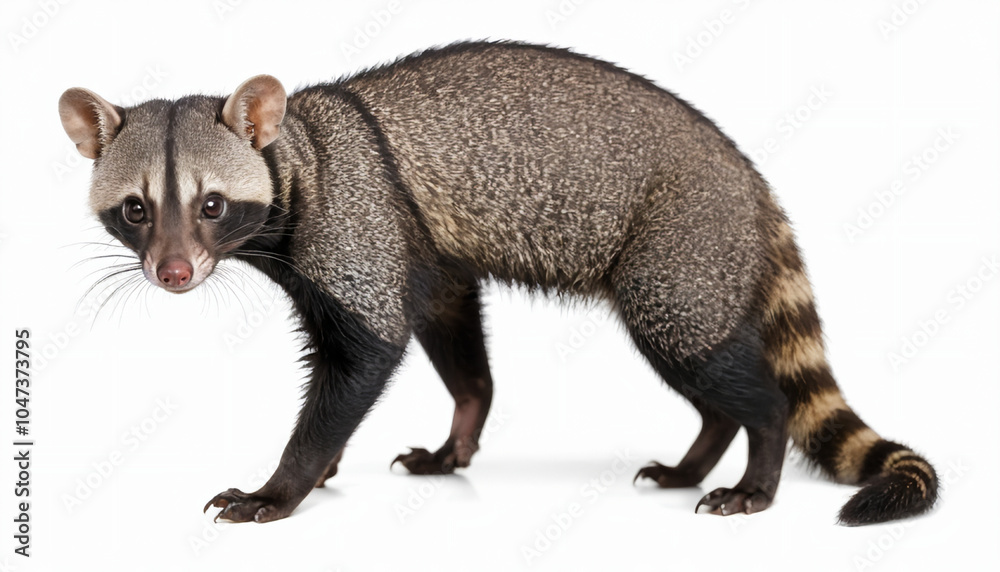 Banded Palm Civet on white background isolated Banded Palm Civet on white background isolated