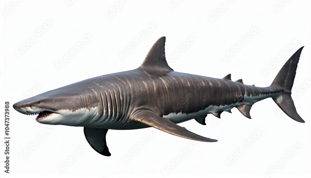 Fototapeta premium Basking Shark on white background isolated 