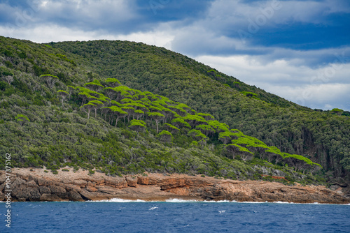 Cloudy summer landscape near Elba Island, Italy, Europe photo