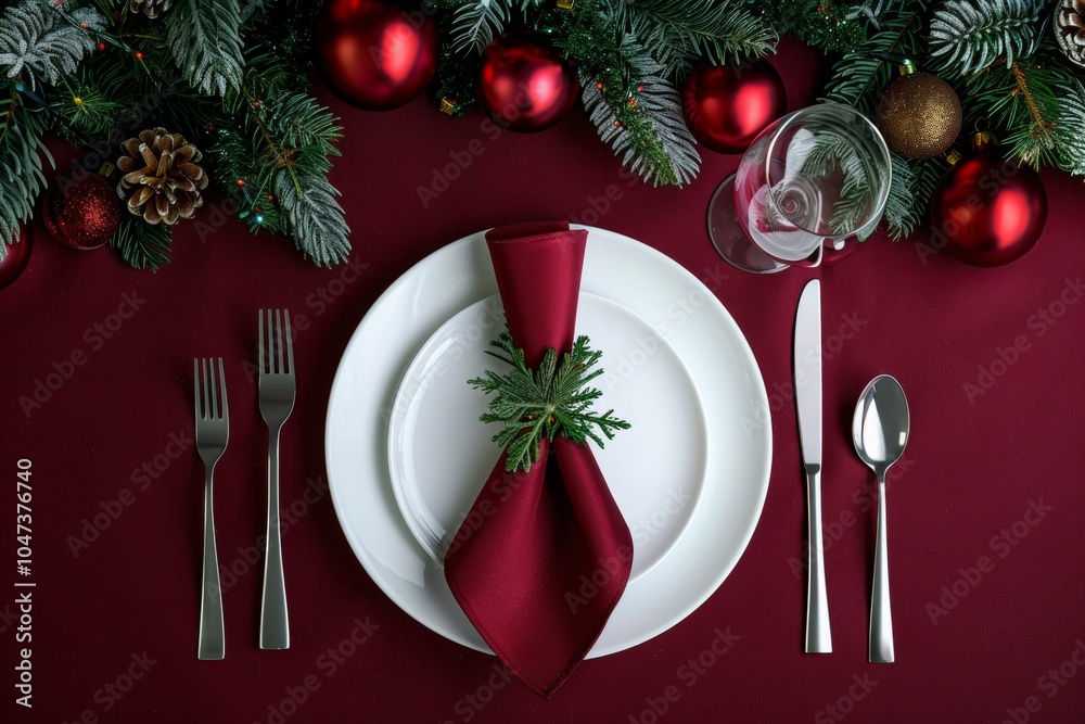 Festive Christmas dinner table holiday scene. Festive Christmas dinner table holiday scene.