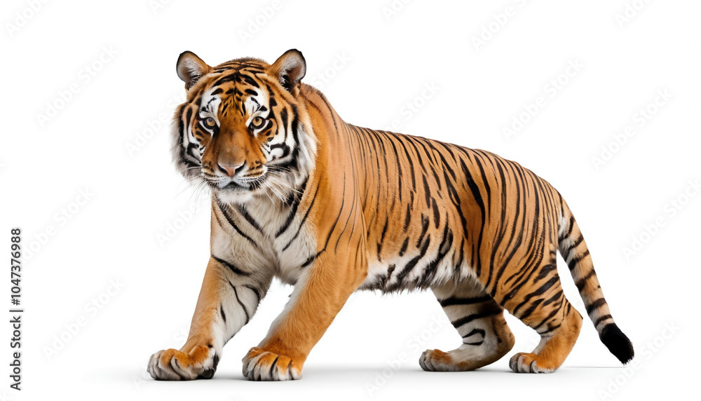 Obraz premium Bengal Tiger on white background isolated 