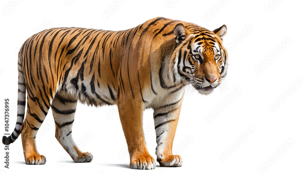 Obraz premium Bengal Tiger on white background isolated 