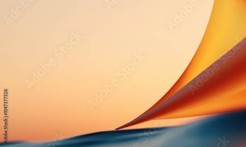 Captivating Abstract Landscape at Sunset with Flowing Orange Fabric