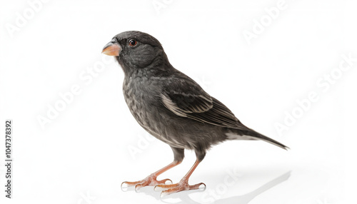 black chick Finch male on white background isolated