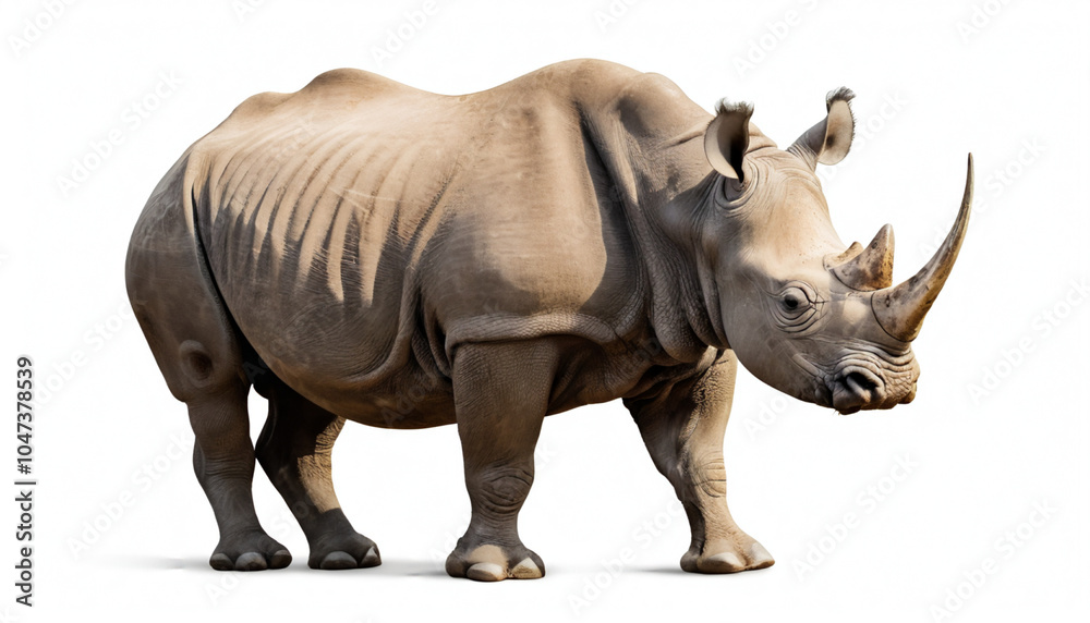Fototapeta premium Black Rhinoceros on white background isolated
