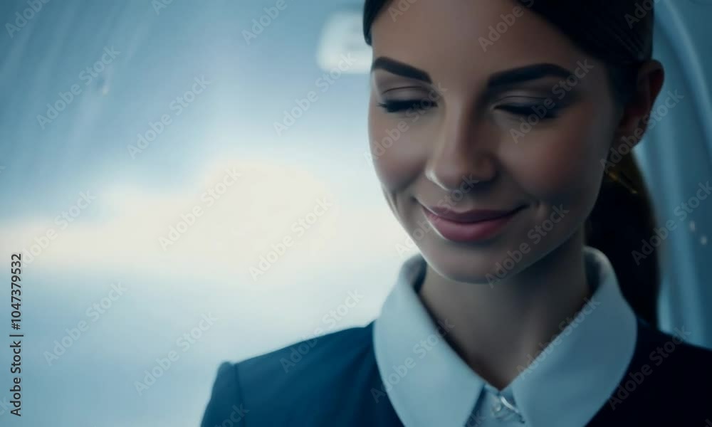 stewardess girl on empty plane stewardess girl on empty plane
