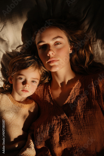 Captivating Portrait of a Mother and Child in Warm, Natural Light