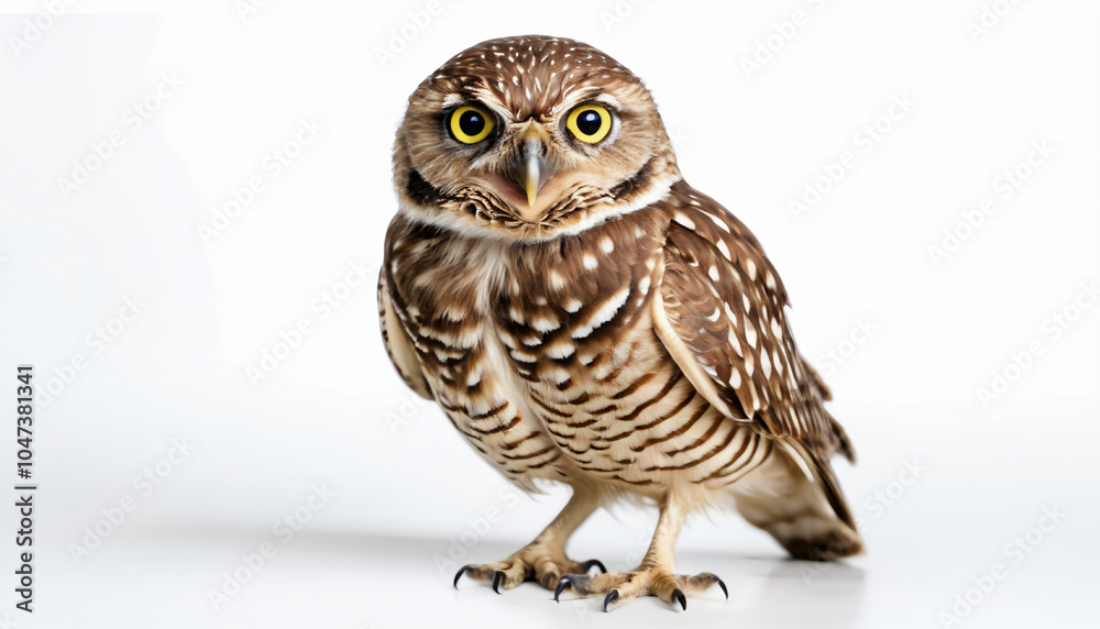 Fototapeta premium Burrowing Owl on white background isolated