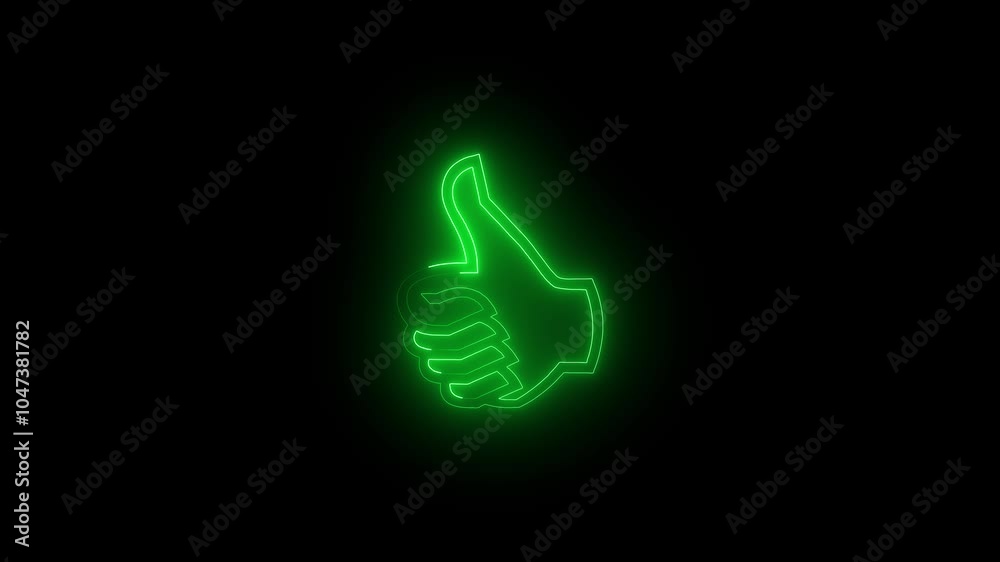 Animated neon thumb up sign icon animation.lime Animated neon thumb up sign icon animation.lime