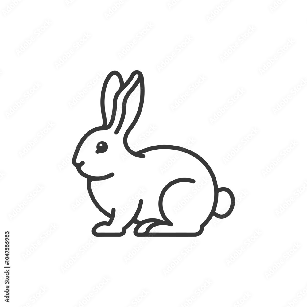 Line Drawing of a Sitting Rabbit Line Drawing of a Sitting Rabbit