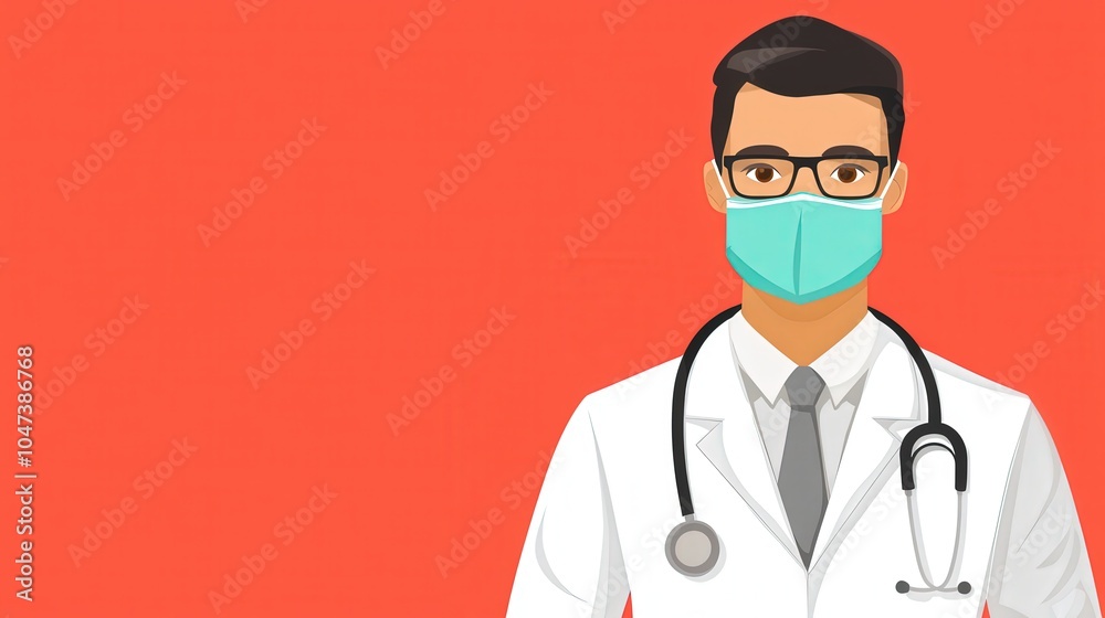 Doctor wearing a face mask, symbolizing health care preparedness Doctor wearing a face mask, symbolizing health care preparedness