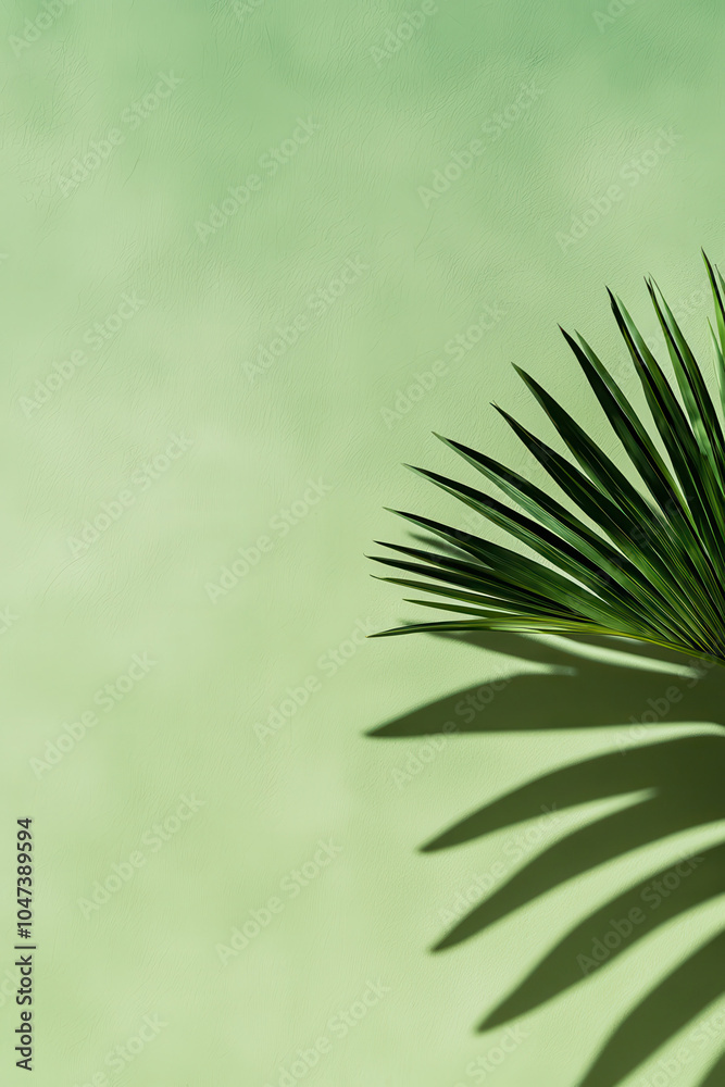 Minimalist Palm Leaf Shadow on Green Background: A Study in Nature-Inspired Design Minimalist Palm Leaf Shadow on Green Background: A Study in Nature-Inspired Design
