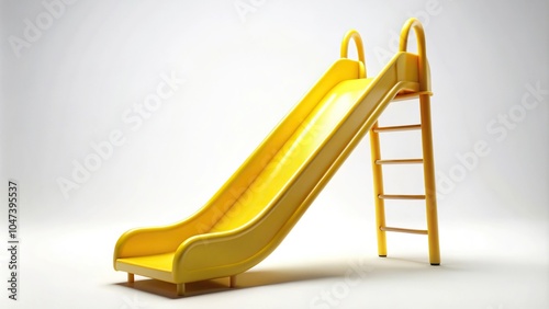 Yellow playground slide on white background