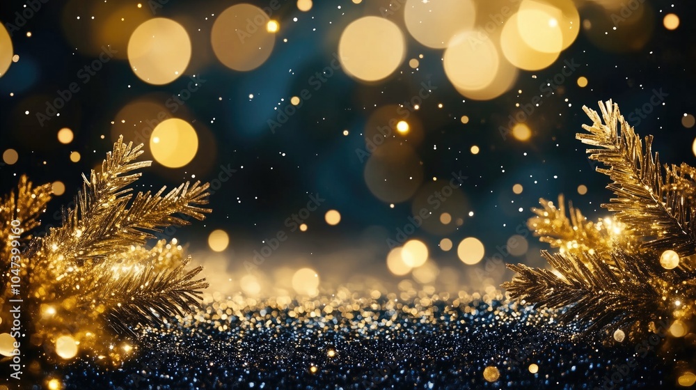 Merry Christmas and happy new year concept - Christmas trees with snow and lights bokeh in winter background, generative ai Merry Christmas and happy new year concept - Christmas trees with snow and lights bokeh in winter background, generative ai