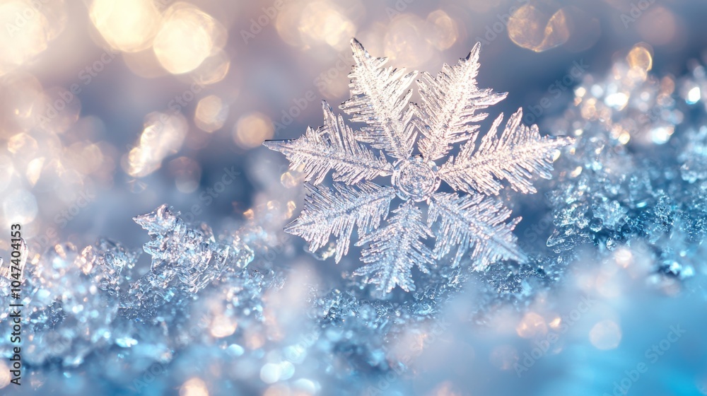 Sparkling Snowflake Macro Winter Wonderland Background Sparkling Snowflake Macro Winter Wonderland Background