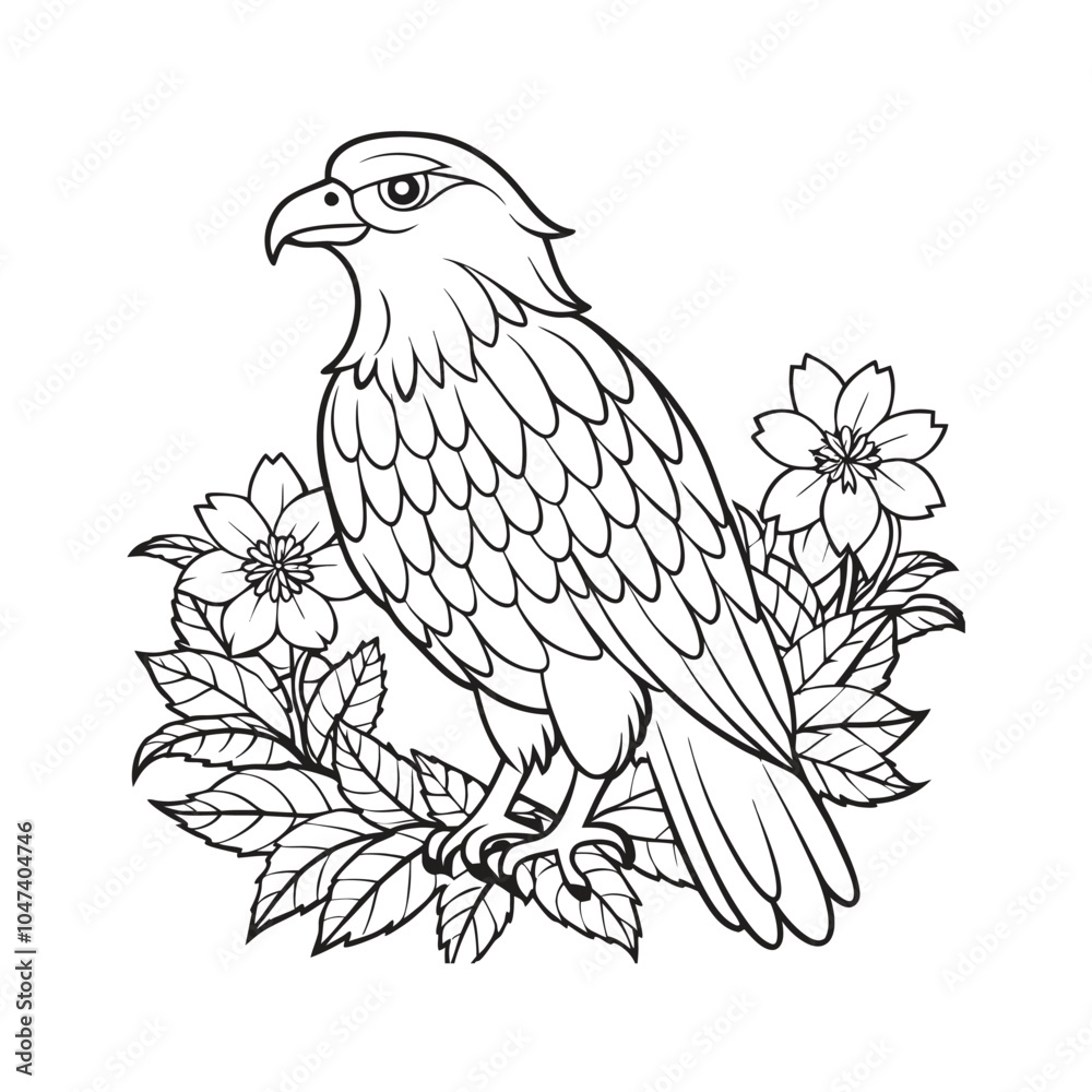 Fototapeta premium Eagle vector illustration Coloring book for children (4)
