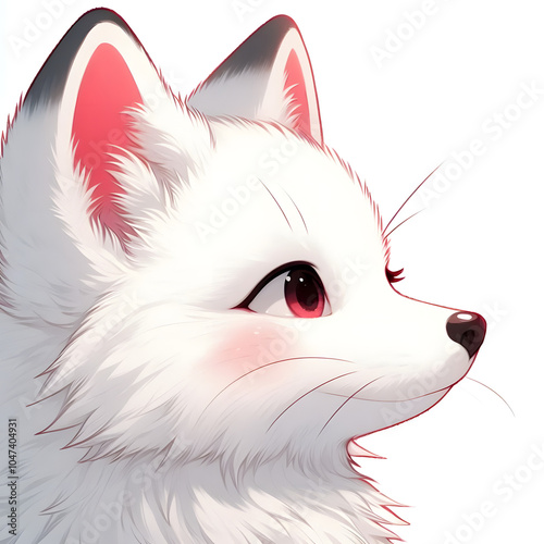 흰 배경, 북극여우, 애니메이션 아트 (White background, Arctic fox, animation art) photo