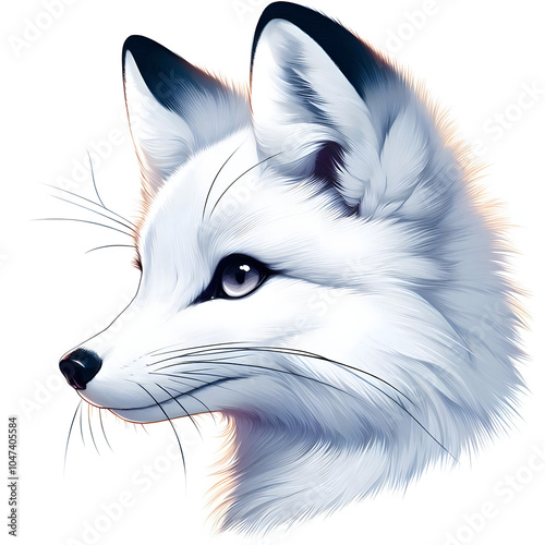 흰 배경, 북극여우, 애니메이션 아트 (White background, Arctic fox, animation art) photo