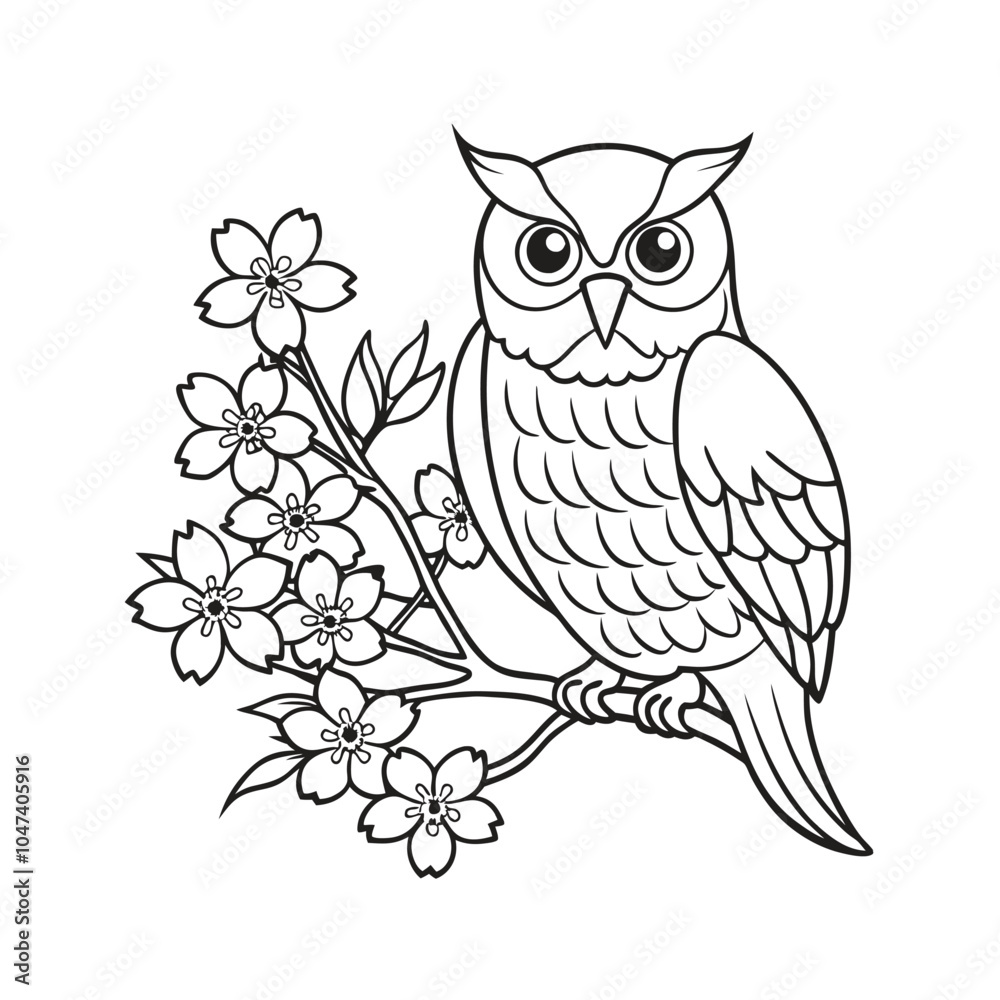 Fototapeta premium Owl vector illustration Coloring book for children