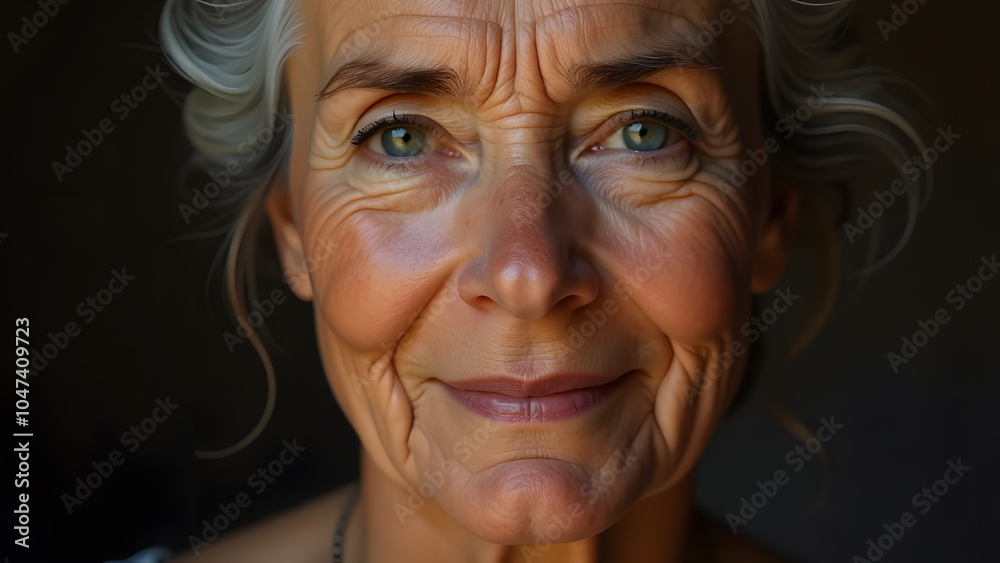senior lady close up portrait, looking into the camera, generative ai senior lady close up portrait, looking into the camera, generative ai