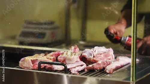 korean barbecue, Samgyeopsal, meat on the barbecue