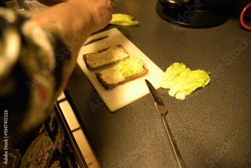 A mother prepares the school lunch