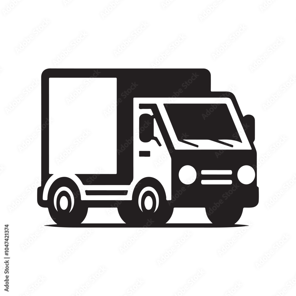 Simple Delivery Truck Silhouette Vector – Great for Logistics Branding Simple Delivery Truck Silhouette Vector – Great for Logistics Branding