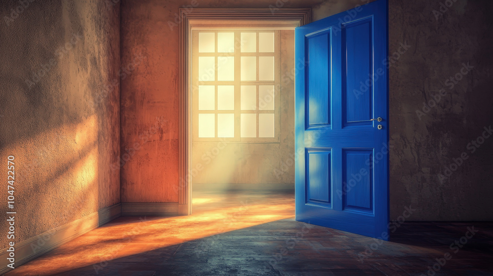Obraz premium Open Door with Sunlight Streaming Into Empty Room