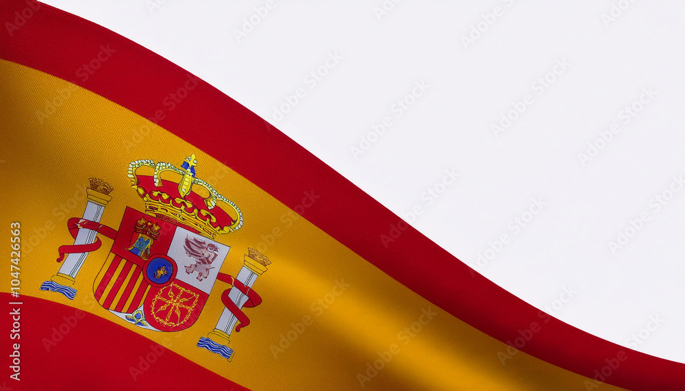 Kingdom of Spain flag waving in the wind. Kingdom of Spain blowing, soft and smooth silk Kingdom of Spain flag waving in the wind. Kingdom of Spain blowing, soft and smooth silk