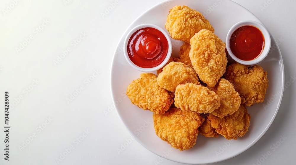 Naklejka premium Crispy Chicken Nuggets with Dipping Sauces