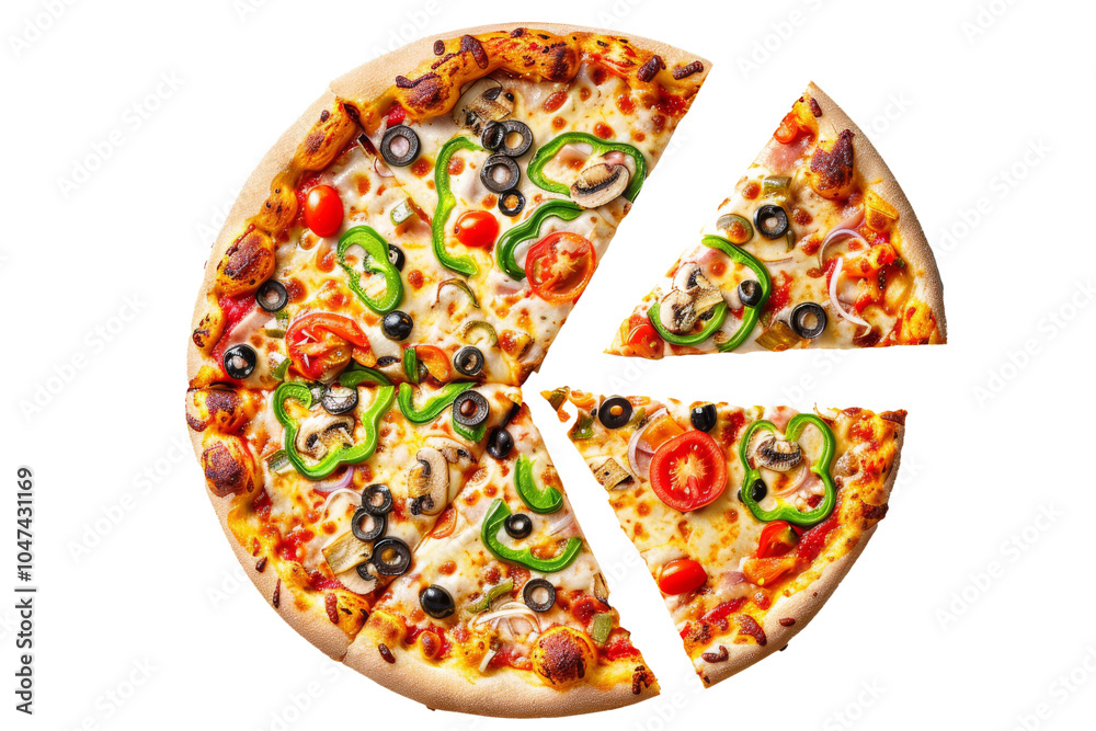 a realistic photo of an entire pizza with one slice a realistic photo of an entire pizza with one slice