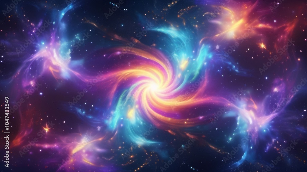 Fototapeta premium A colorful swirl at the center of a galaxy in outer space