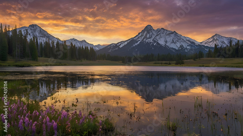 sunset over the lake