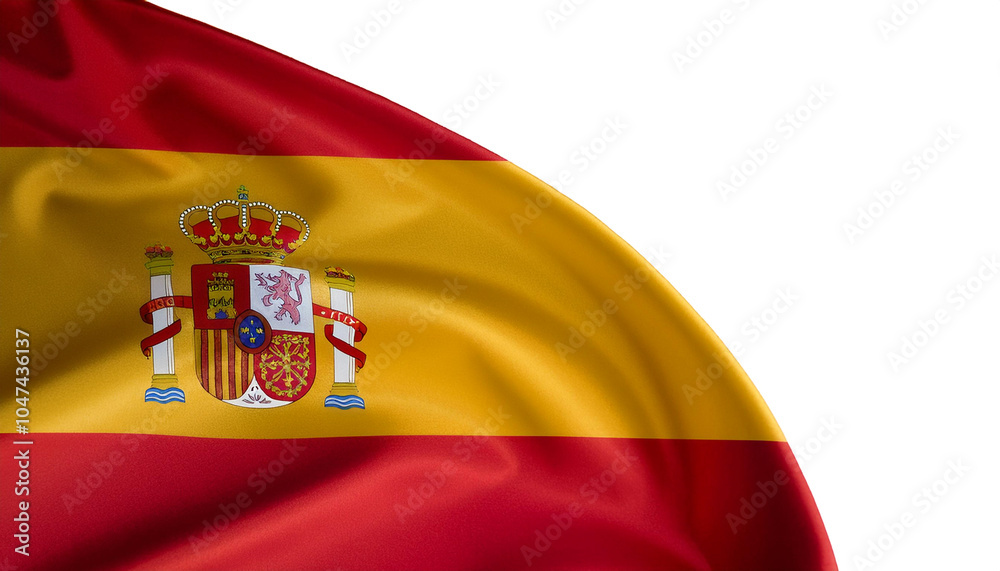 Kingdom of Spain flag waving in the wind. Kingdom of Spain blowing, soft and smooth silk Kingdom of Spain flag waving in the wind. Kingdom of Spain blowing, soft and smooth silk