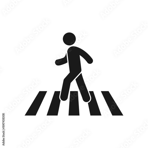 Pedestrian crossing icon. Zebra crossing. Vector icon isolated on white background.
