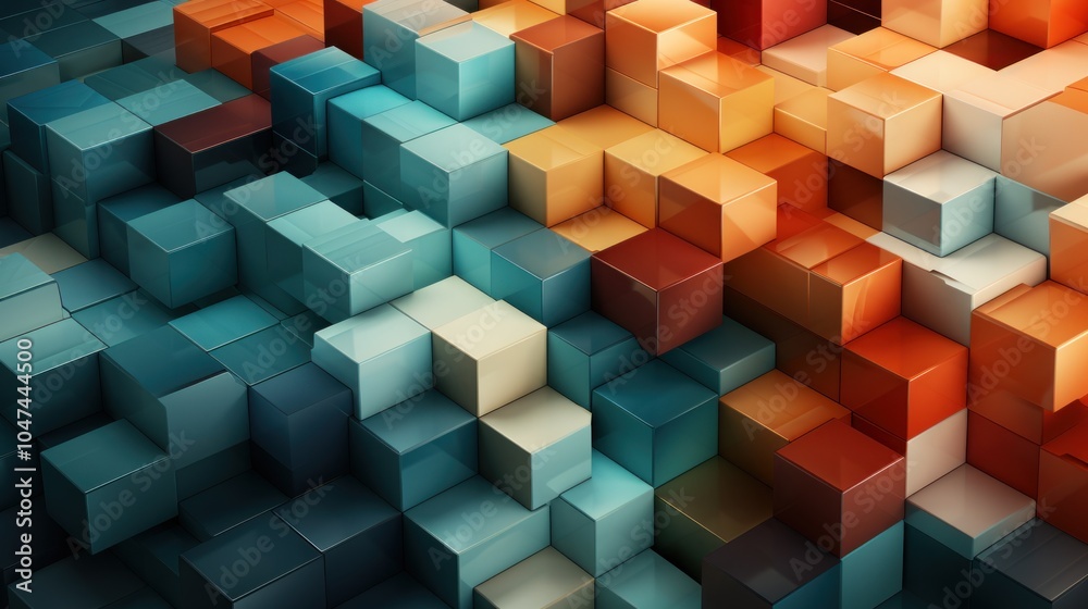 A vibrant abstract composition of 3D cubes in various colors and shades. A vibrant abstract composition of 3D cubes in various colors and shades.