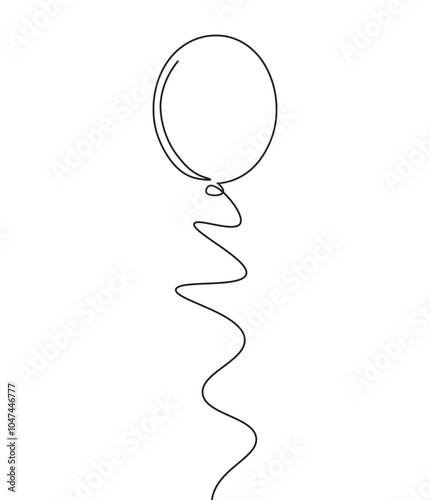 Doodle line balloon fly birthday party celebration card design vector